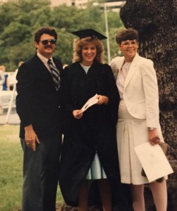 My parents and me after the UT graduation ceremonies 1985.