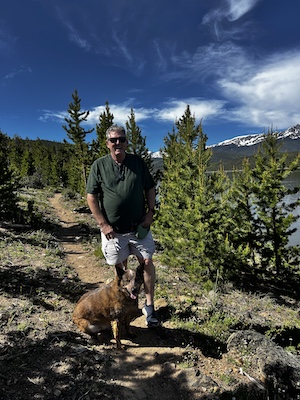 Ron and Banjo hiking 2025